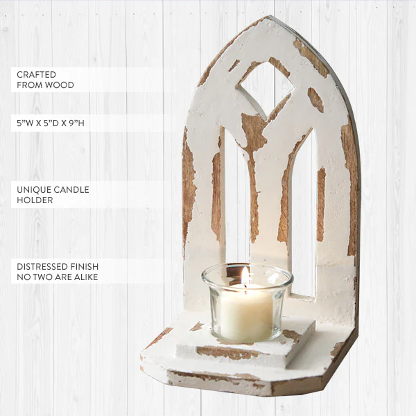 Distressed Arch Votive Candle Holder