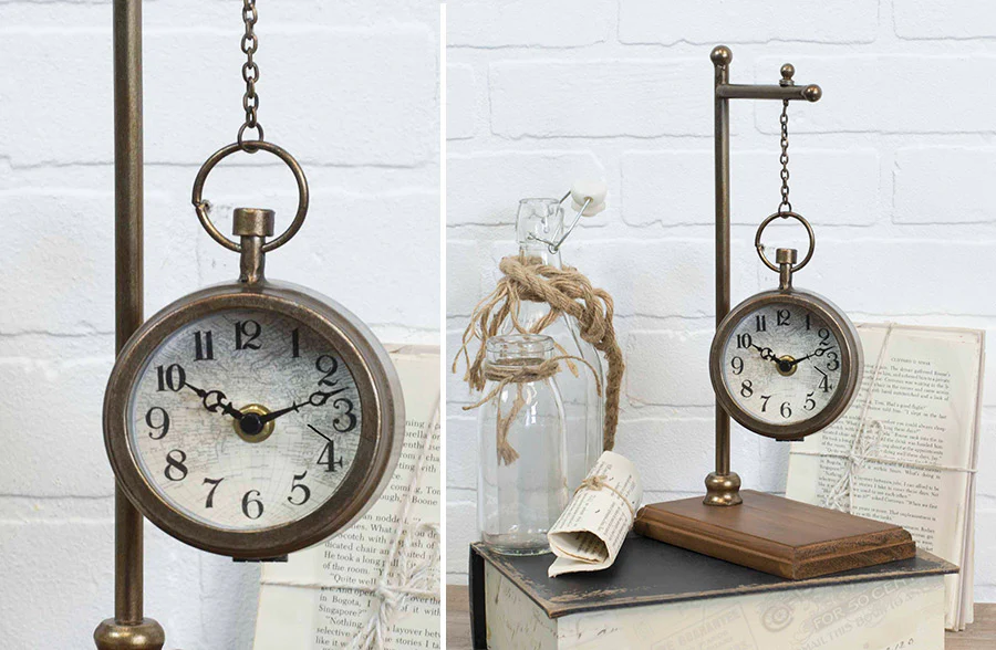 Hanging Metal Clock on Chain