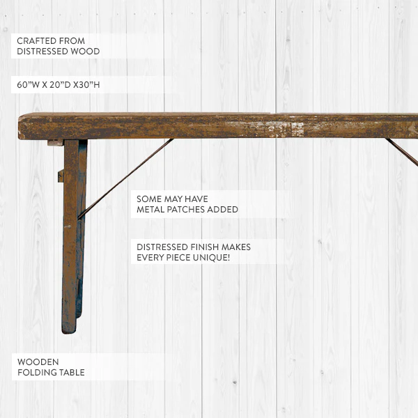Historical Farmhouse Wooden Folding Wedding Table