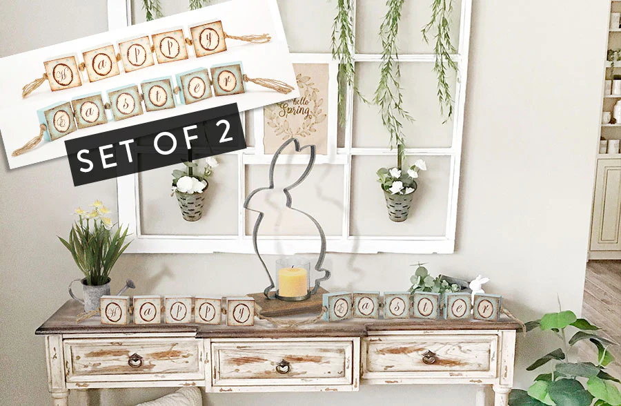 Happy Easter Block Garland, Set of 2