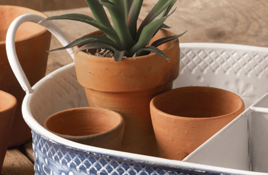 Navy Blue Floral Tabletop Organizer