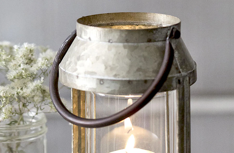Industrial Galvanized Candle Lantern