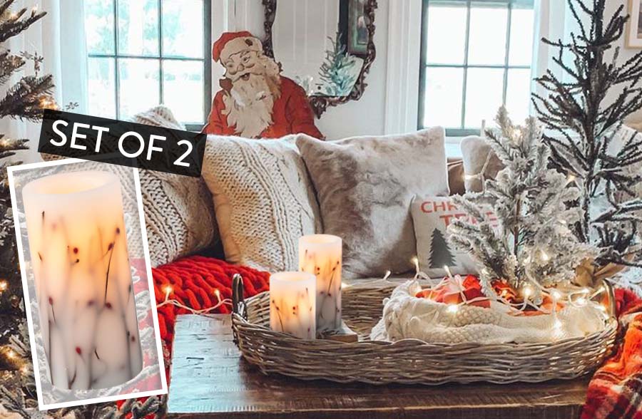 Twigs & Berries LED Candles, Set of 2