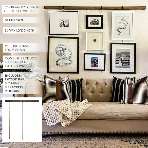 DIY Hanging Gallery Wall Rail, Set of 2