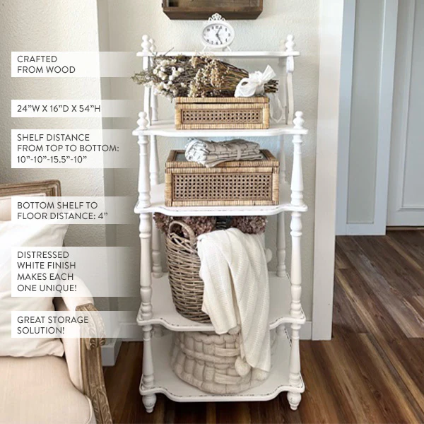 Turned Wood Tall Shelf Unit