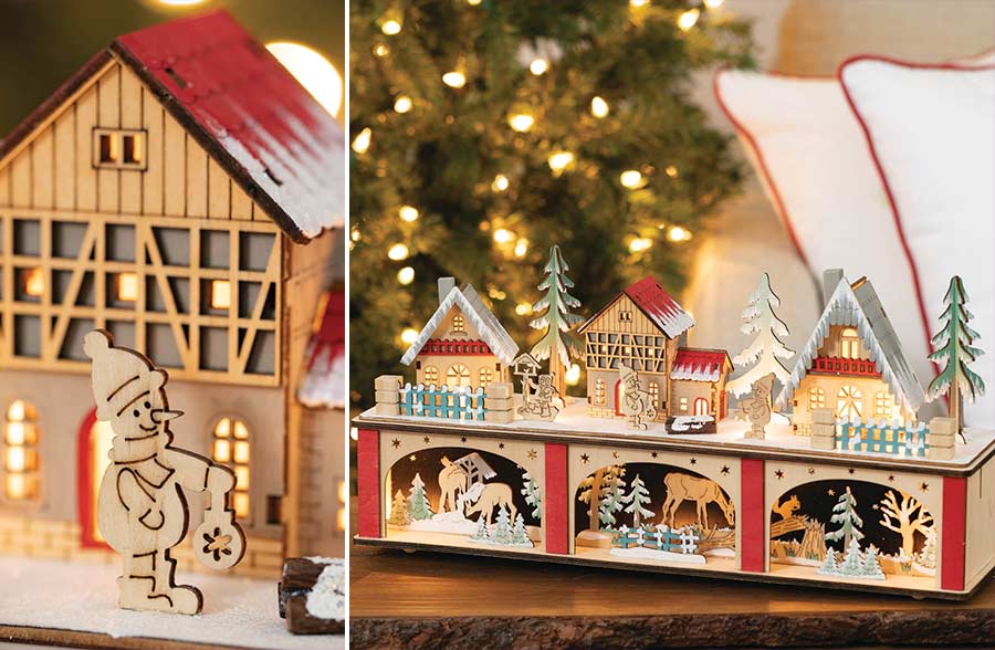 LED Two-Tiered Village Scene