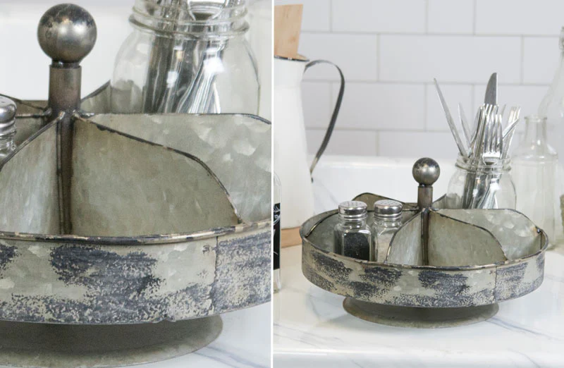 Galvanized Metal Spinning Tray Organizer