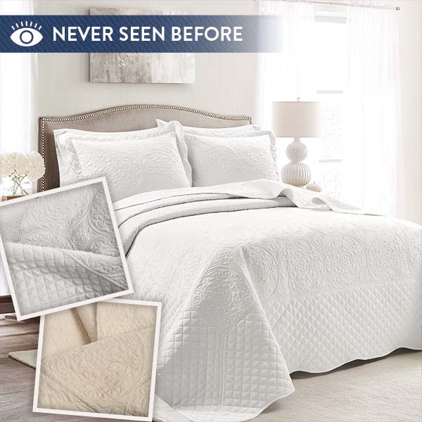 Medallion 3 Piece Bedding Set, Pick Your Color