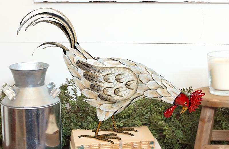 Distressed Metal Pecking Rooster