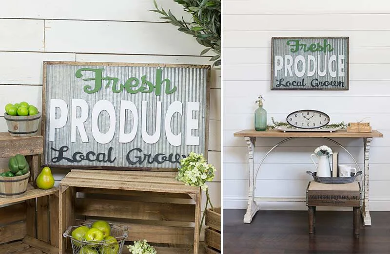 Galvanized Fresh Produce Sign