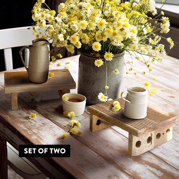 Repurposed Wooden Ship Ladder Risers, Set of 2