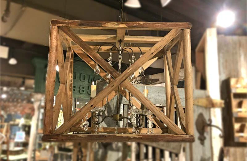 Rustic Wood Frame Chandelier