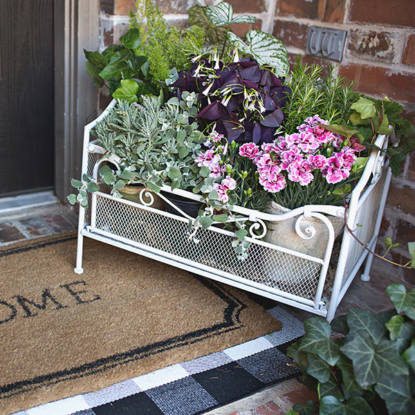 French Country Metal Garden Planter Display