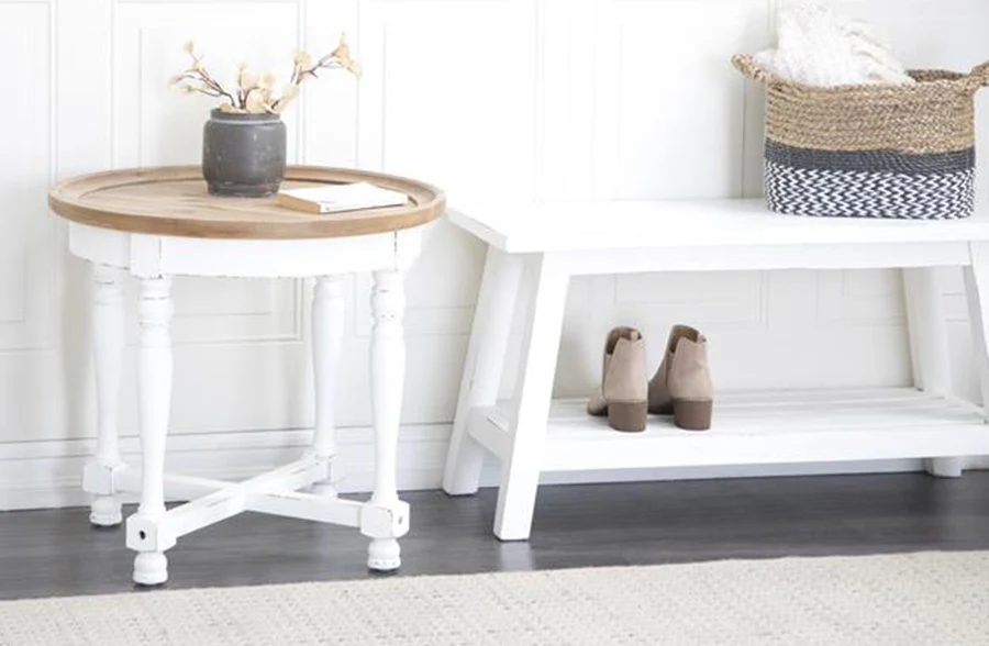 Round Wooden Cottage Side Table