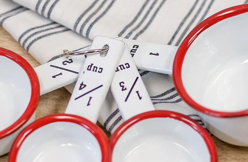 Red Rim Enamel Measuring Cup Set