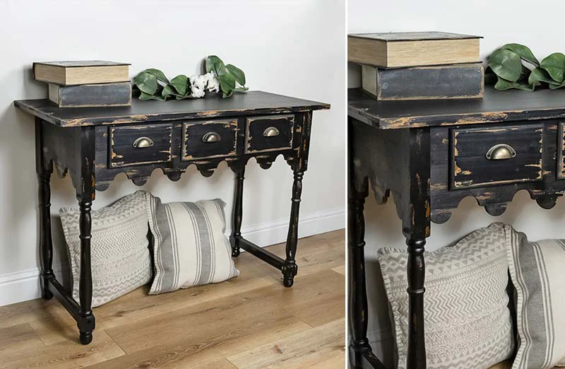 Distressed Black Console Table