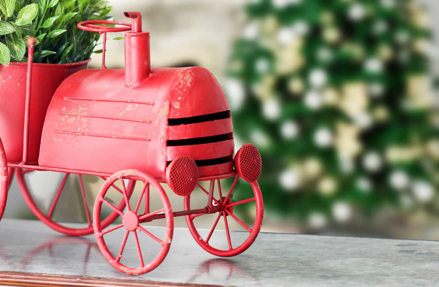 Distressed Red Tractor Planter