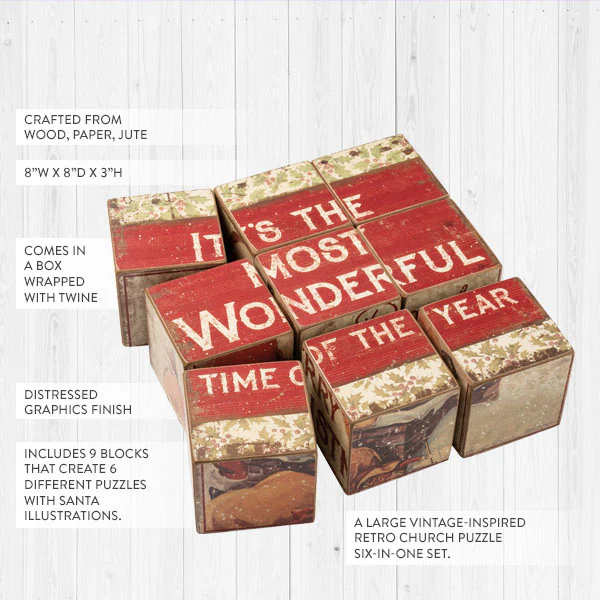 Wooden Block Puzzle | Vintage Farmhouse Christmas