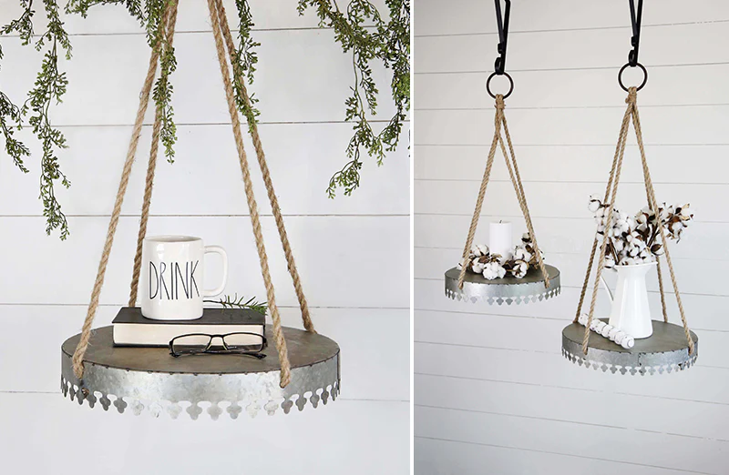 Scalloped Metal Hanging Trays  Set Of 2