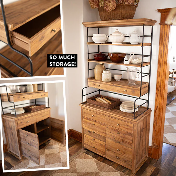 Old Pine Baker's Rack with Cabinet