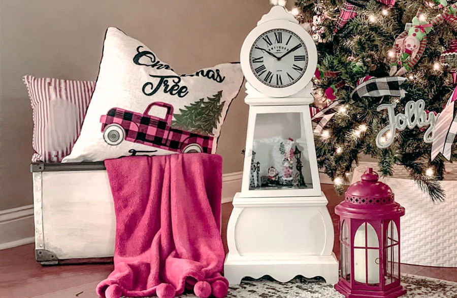 Distressed White European Wooden Clock