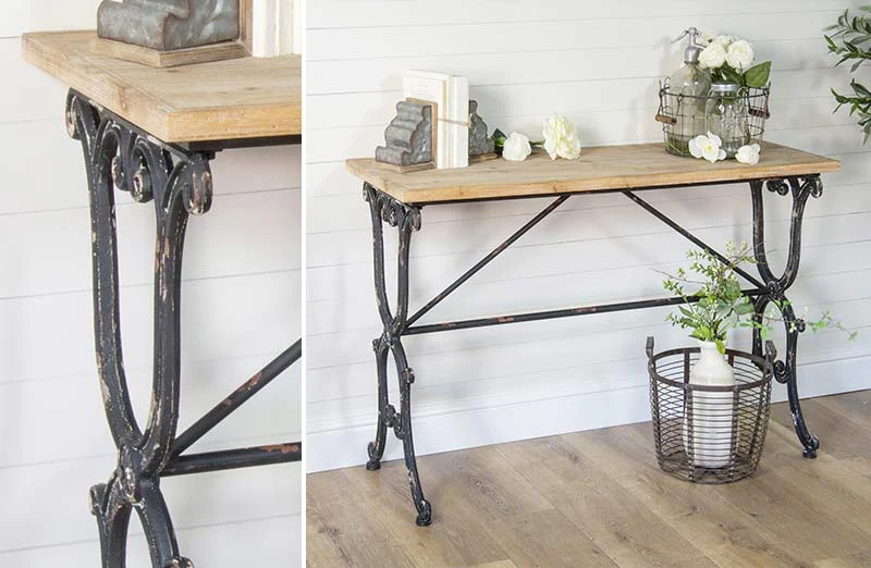 Ornate Wood and Metal Console Table