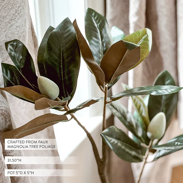 31 Inch Potted Faux Magnolia Tree