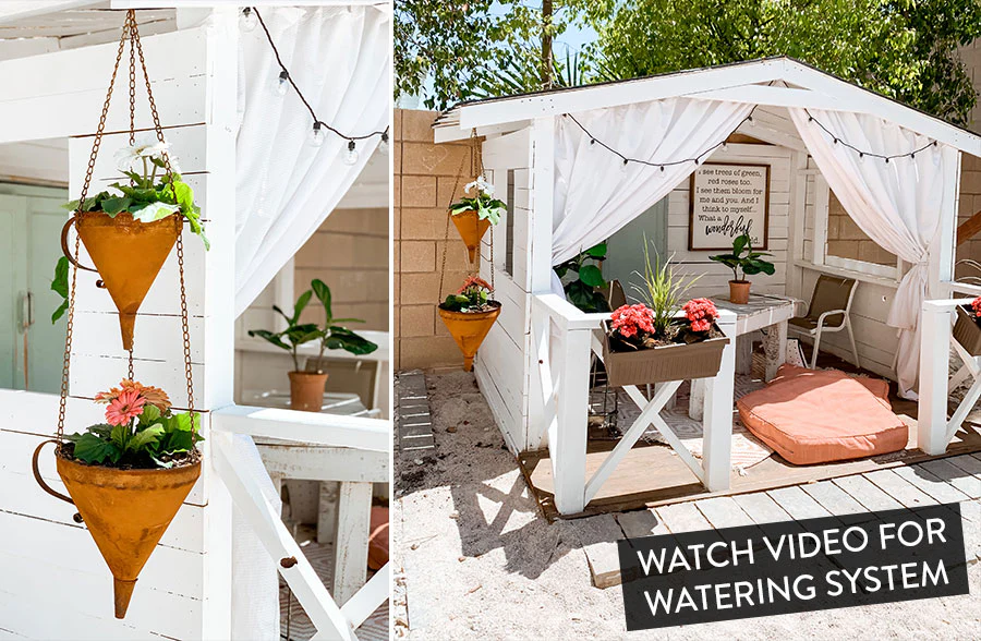 Two-Tier Rusted Finish Hanging Funnel Planter