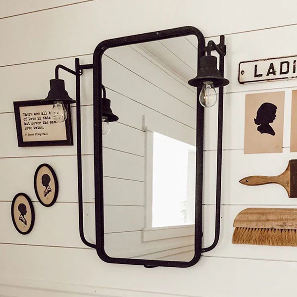 Wall Mirror with Hanging Lamps