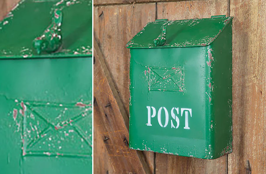 Distressed Green Post Box