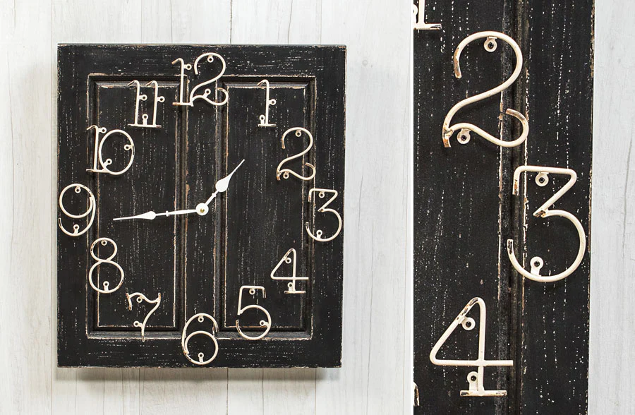 Black Wooden Door Panel Clock