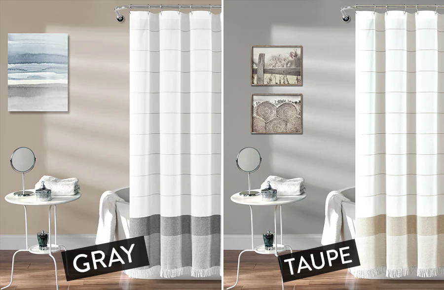 Striped Tassel Fringe Shower Curtain, Pick Your Color