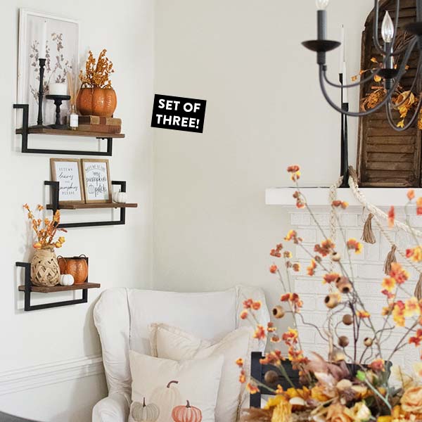 Industrial Geometric Floating Wall Shelves, Set of 3