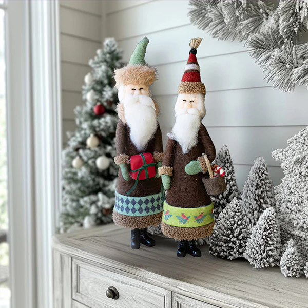 Old World Felt Santas, Set of 2