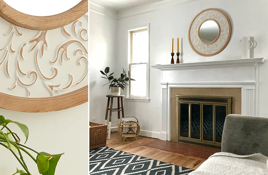 Round Victorian Carved Mirror