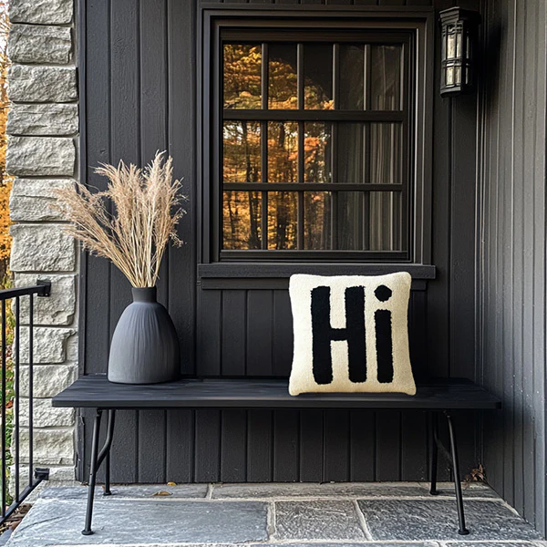 Hi Hand-Hooked Pillow