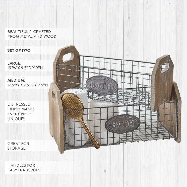 Rustic Bath Caddies, Set of 2