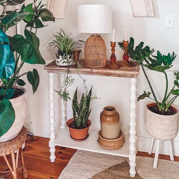 Whitewashed and Natural Wooden Console Table