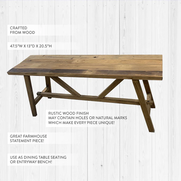 Wooden Bench | Rustic Farmhouse