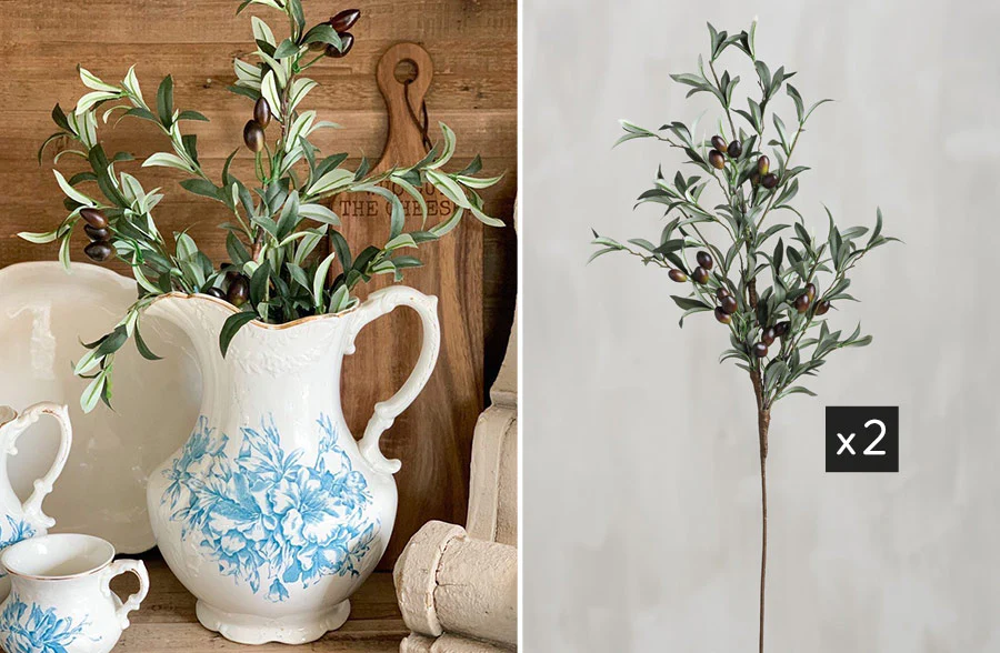 Lush Olive Stems, Set Of 2