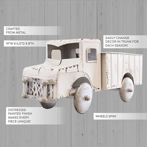 Distressed White Truck Planter