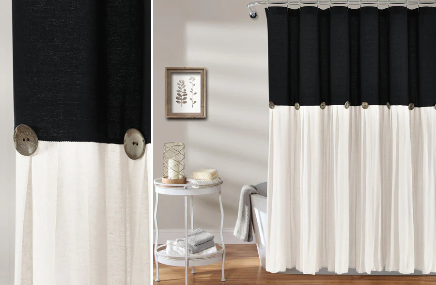 Linen Button Shower Curtain, Pick Your Color