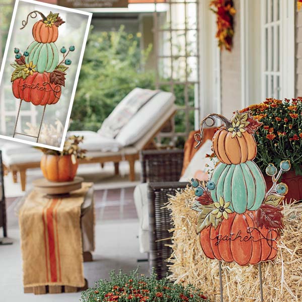 Stacked Pumpkin Yard Stake