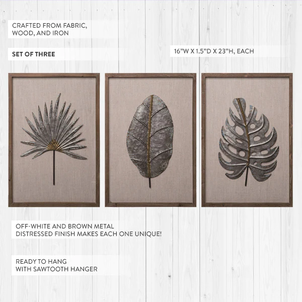 Mixed Metals Botanical Large Framed Wall Art, Set of 3