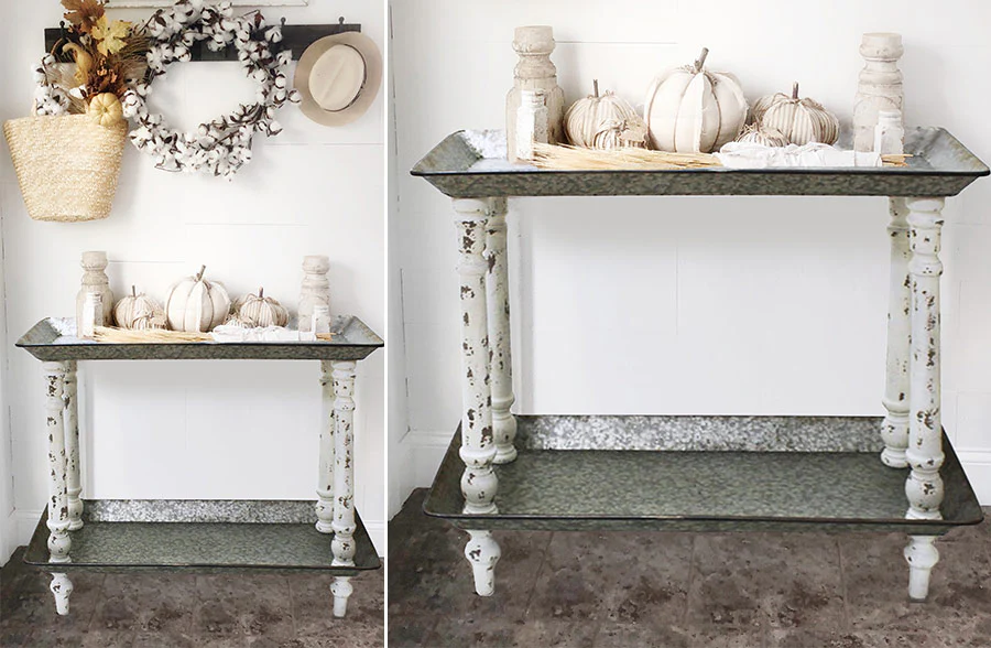Galvanized Rustic Metal Tray Accent Table