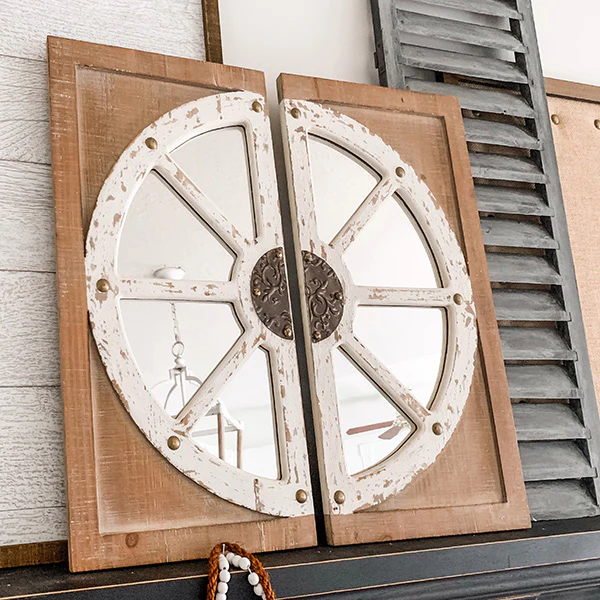 Two-Piece Distressed Wall Medallion Mirror