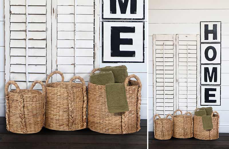 Natural Hyacinth Baskets  Set of 3