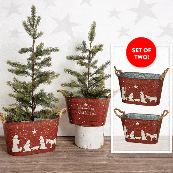 Nativity Scene Buckets, Set of 2
