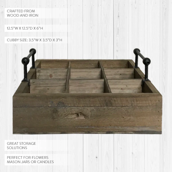 Wooden Caddy With 9 Cubbies