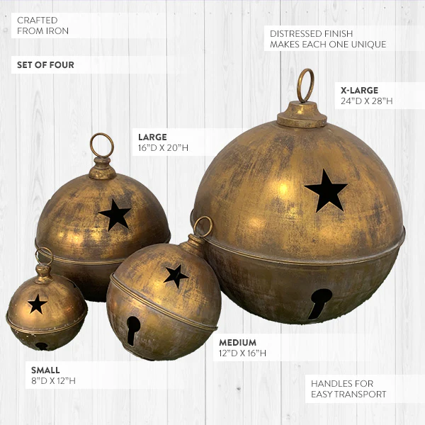 Oversized Christmas Bells, Set of 4